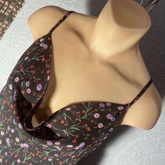 FREE PEOPLE / J.O.A. - sheer floral ties jumpsuit w top/shorts lining, zip - L - Picture 10 of 16